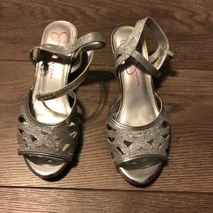 Silver kids heels